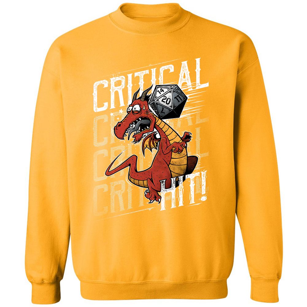 Funny Dragon Critical Hit Classic Unisex Sweatshirt - Gold - 11
