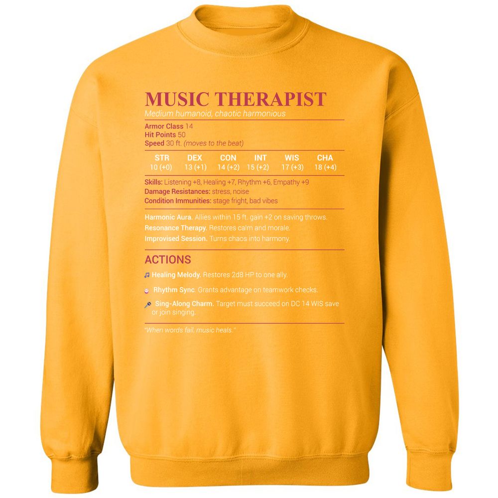 Music Therapist Classic Unisex Sweatshirt - Gold - 11