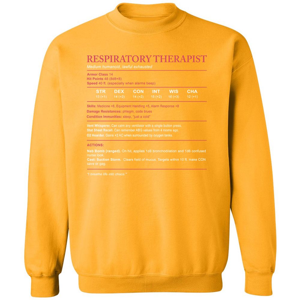 Respiratory Therapist Classic Unisex Sweatshirt - Gold - 11
