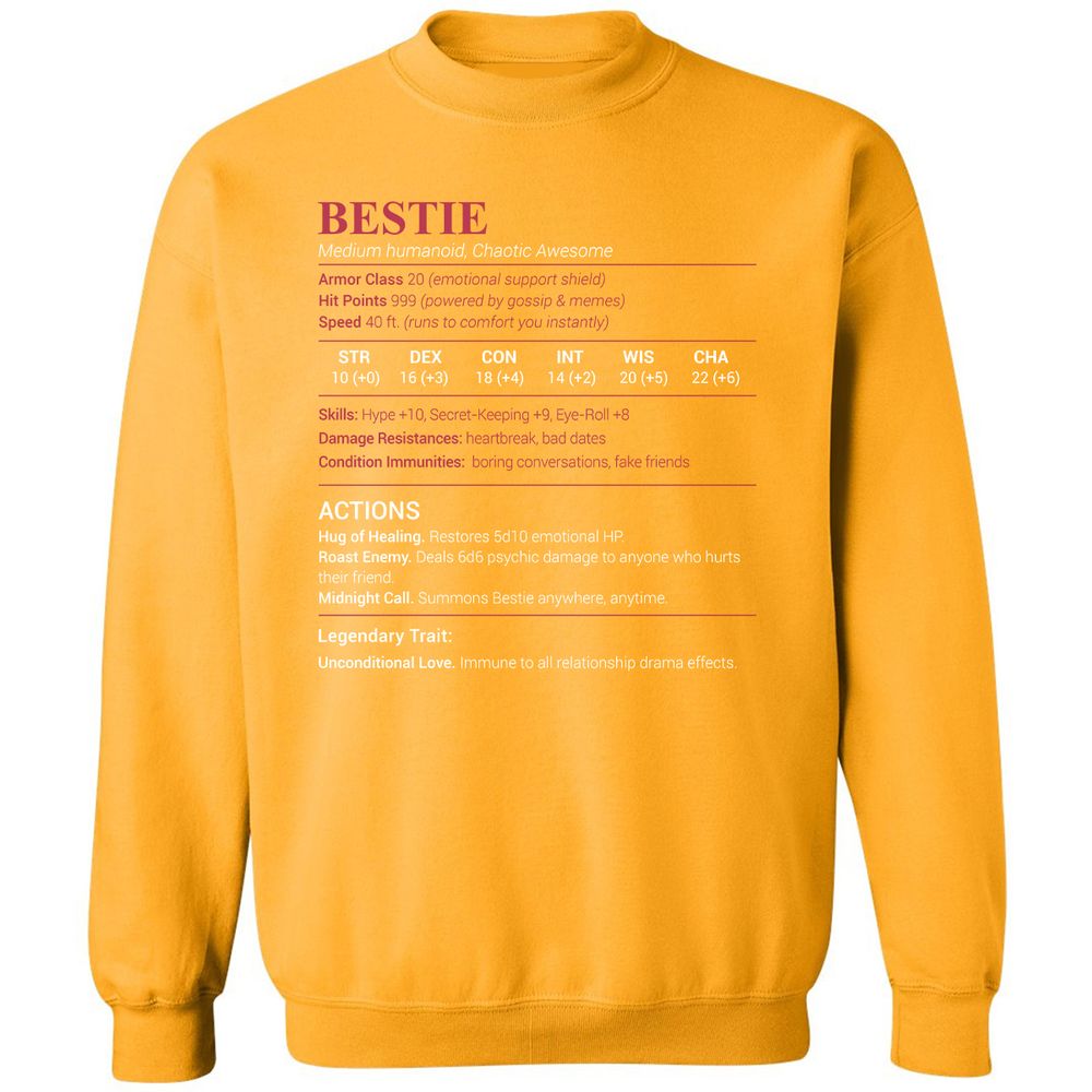 Bestie Stats Classic Unisex Sweatshirt - Gold - 11