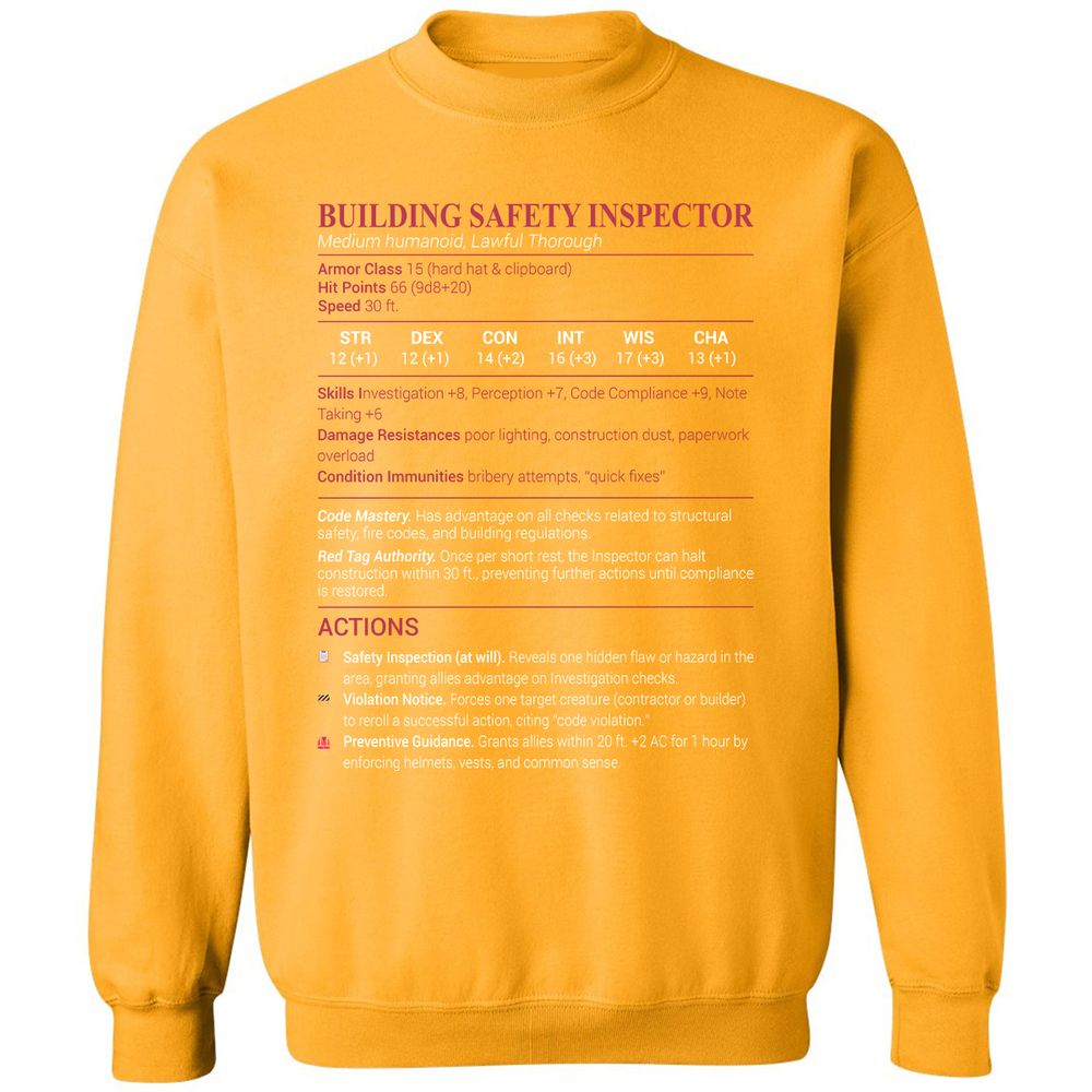 Building Safety Inspector Classic Unisex Sweatshirt - Gold - 11