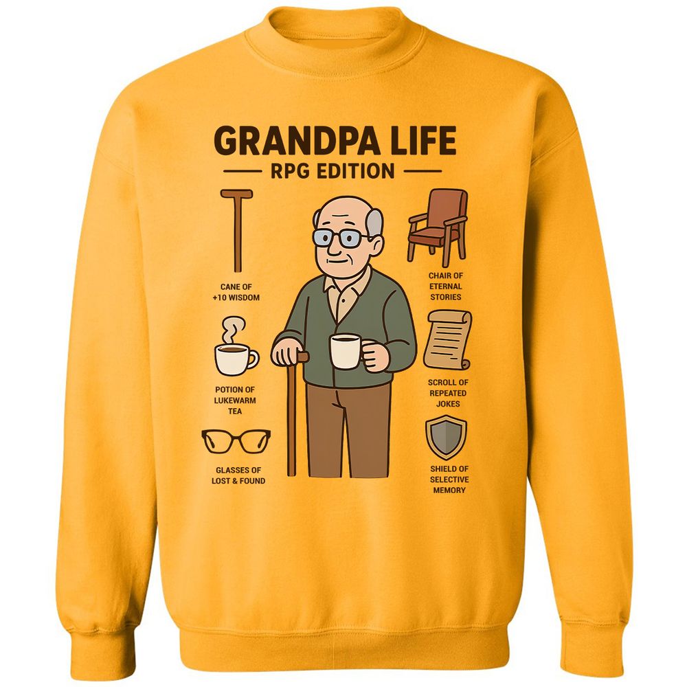 Grandpa Life RPG Edition Classic Unisex Sweatshirt - Gold - 11