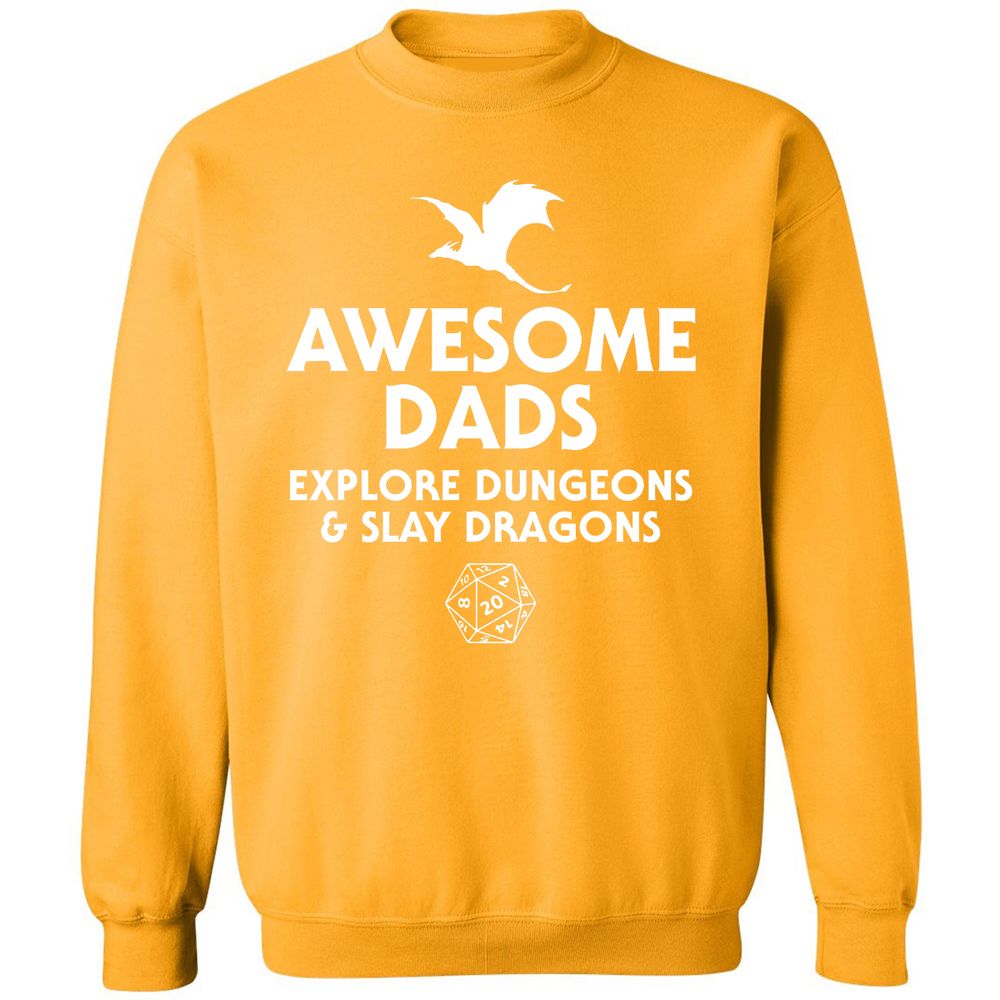 Awesome Dads Slay Dragons Classic Unisex Sweatshirt - Gold - 11