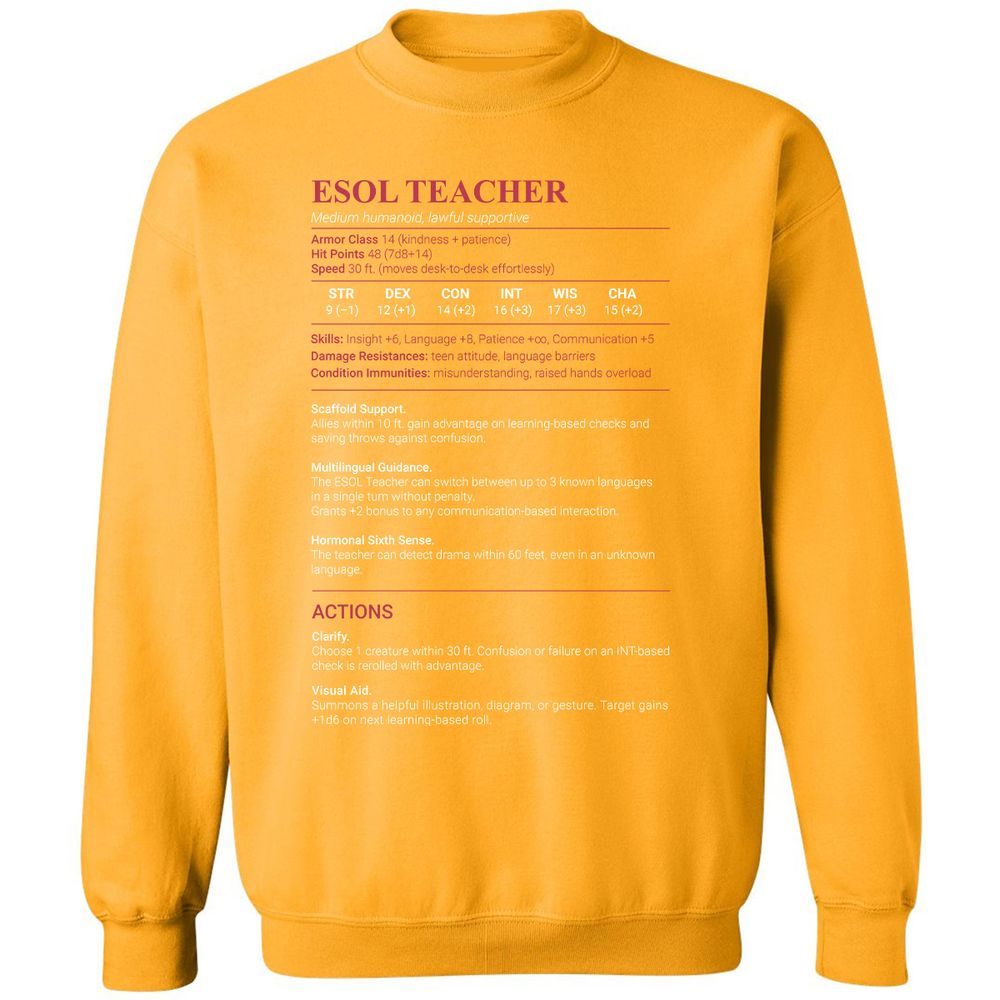 ESOL Teacher Classic Unisex Sweatshirt - Gold - 11