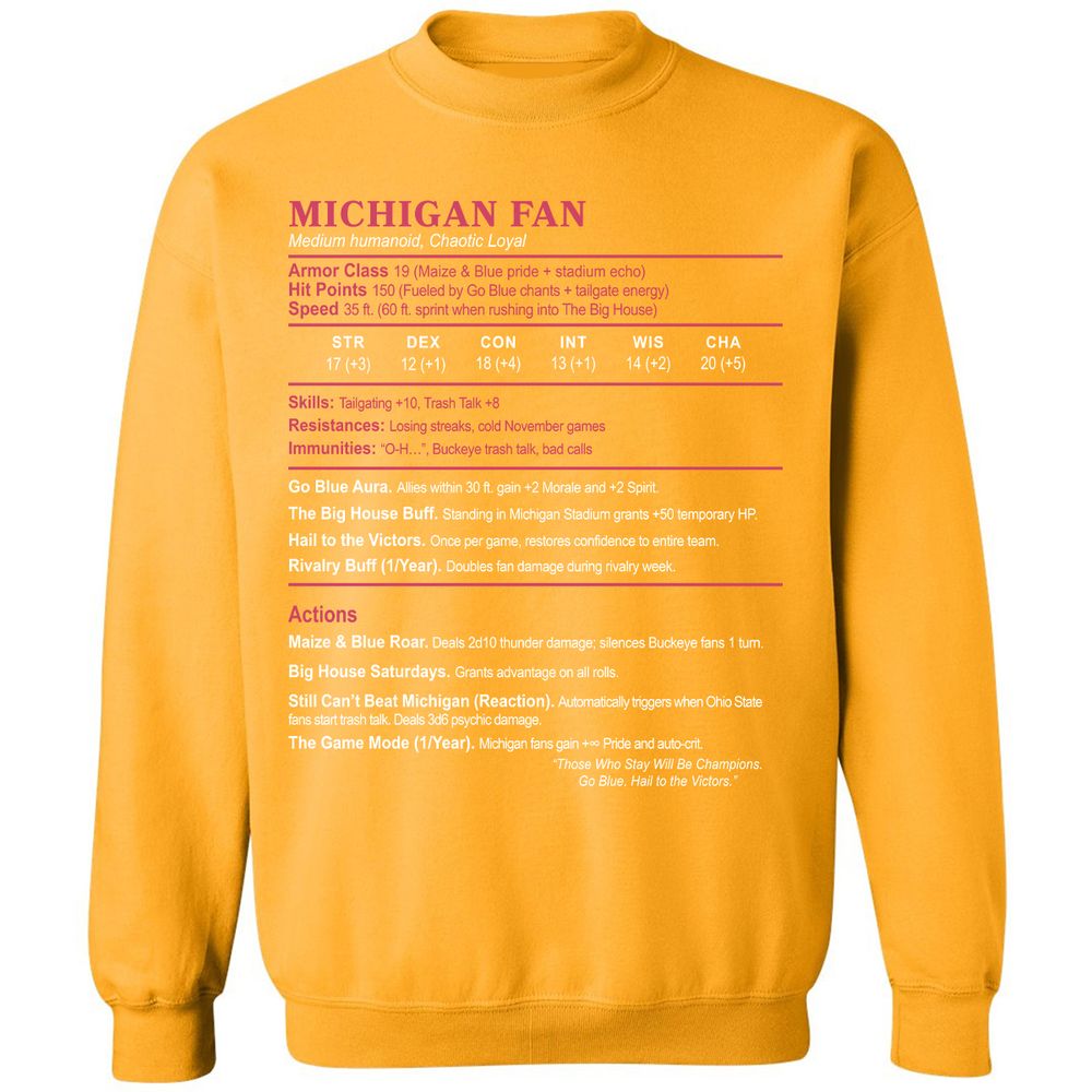 MICHIGAN FAN Classic Unisex Sweatshirt - Gold - 11