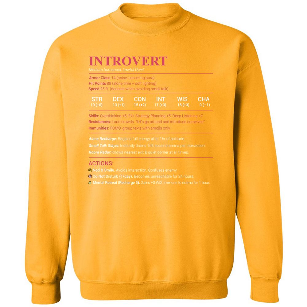Introvert Stats Classic Unisex Sweatshirt - Gold - 11
