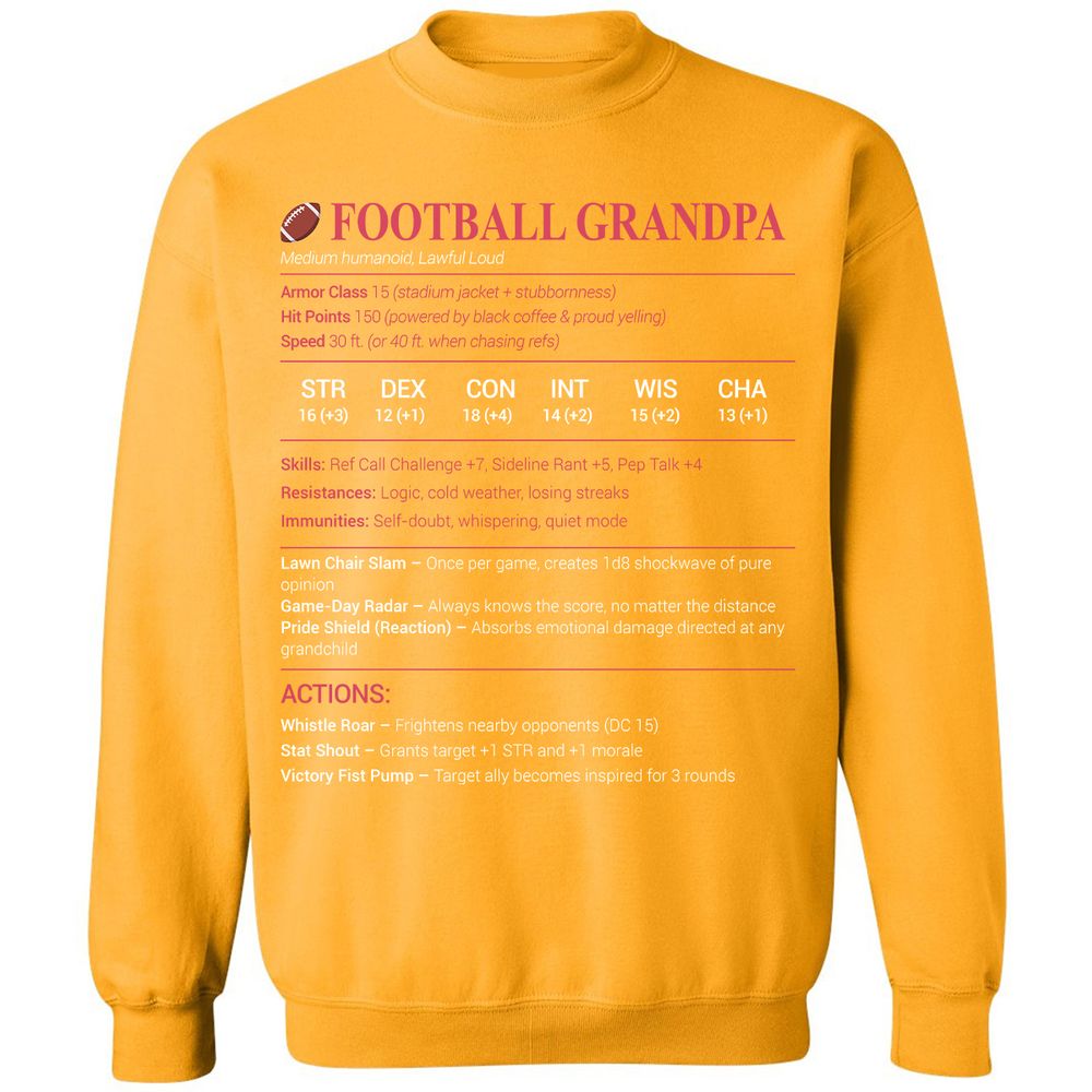 Football Grandpa Classic Unisex Sweatshirt - Gold - 11