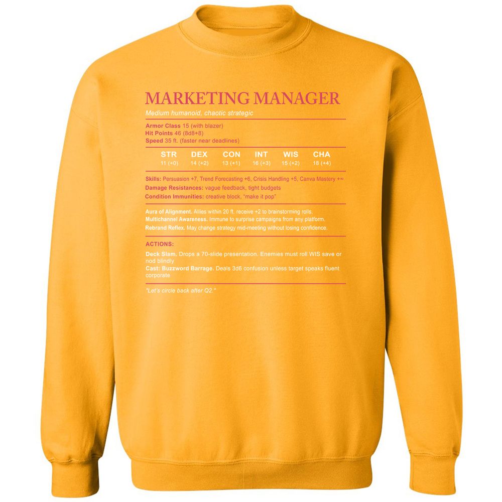 Marketing Manager Stats Classic Unisex Sweatshirt - Gold - 11