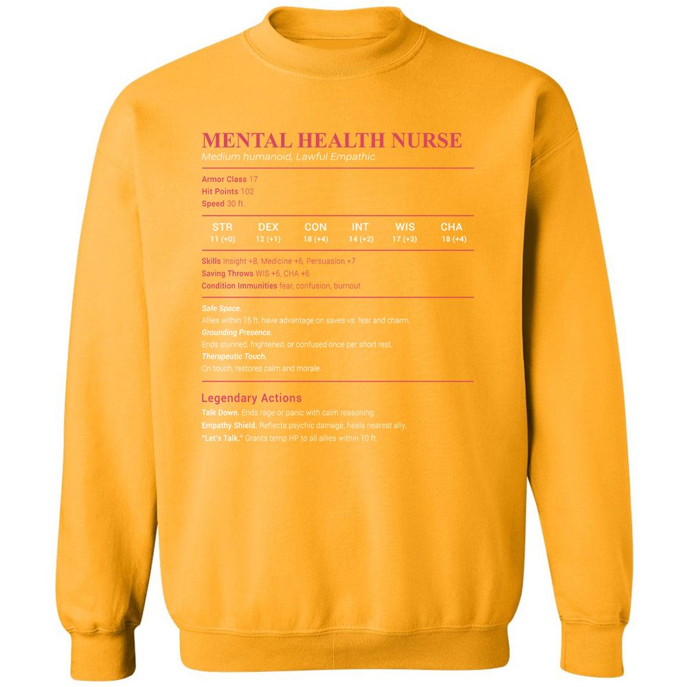 Mental Health Nurse Stats Classic Unisex Sweatshirt - Gold - 11