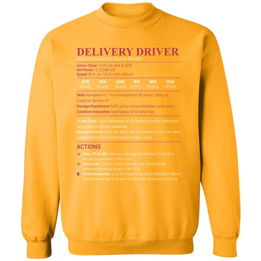 Delivery Driver Classic Unisex Sweatshirt - Gold - 11