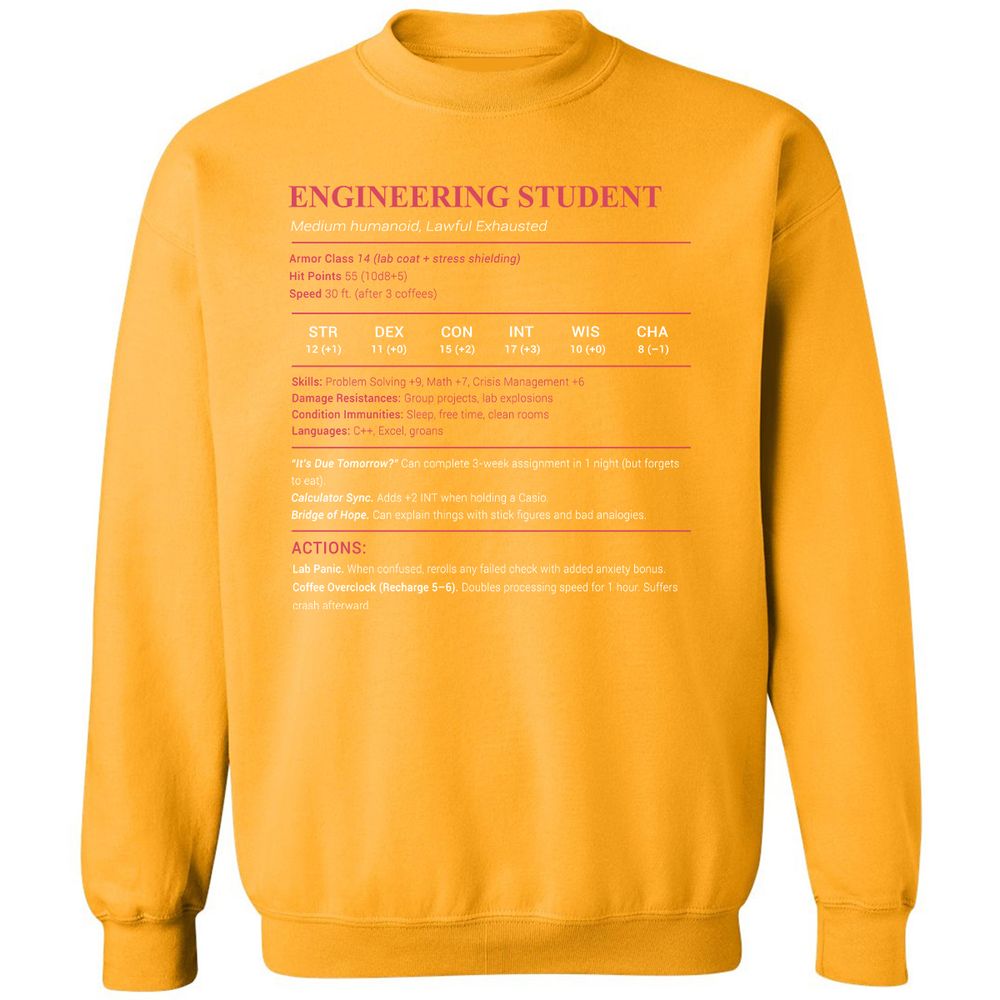 Engineering Student Classic Unisex Sweatshirt - Gold - 11