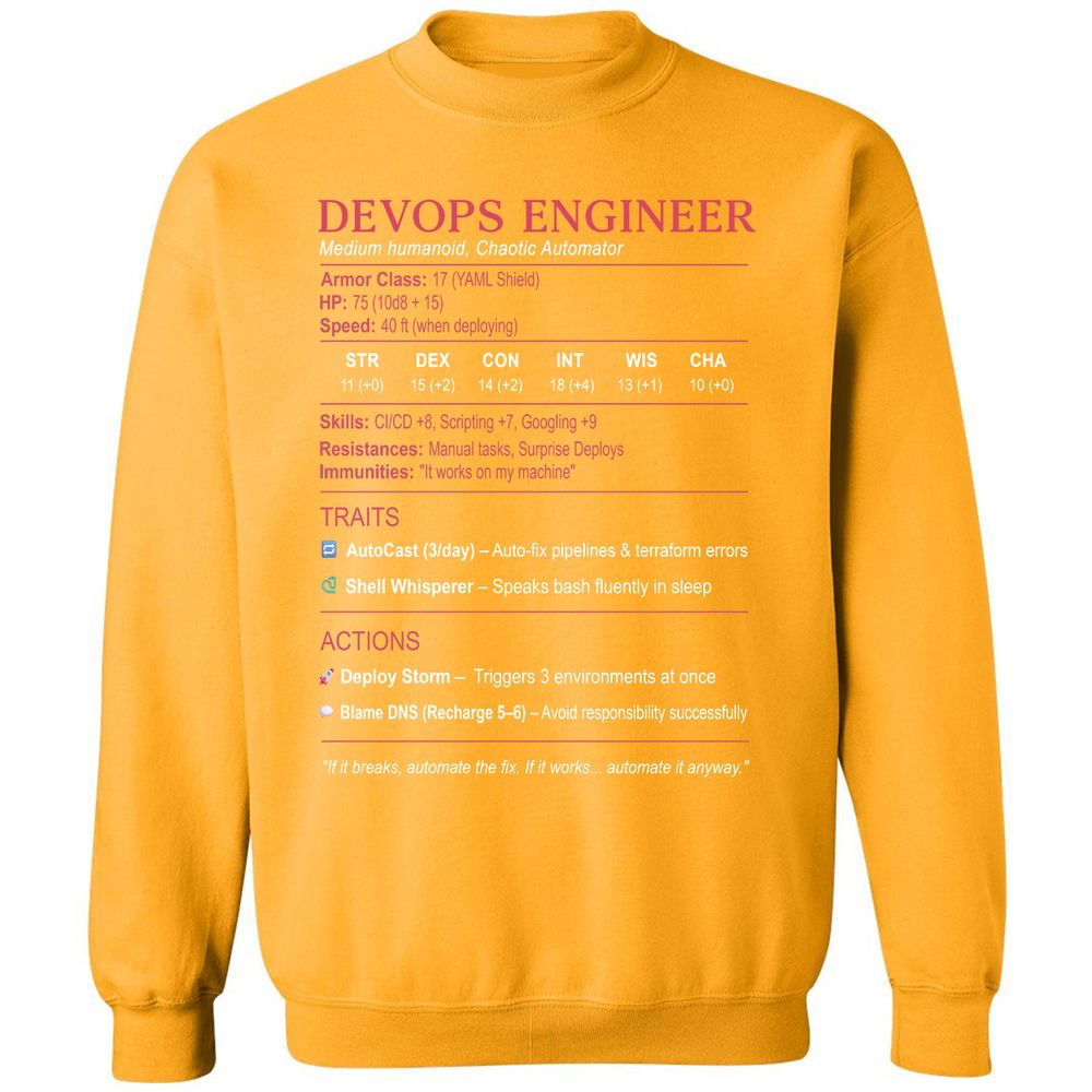 DevOps Engineer Stats Classic Unisex Sweatshirt - Gold - 11