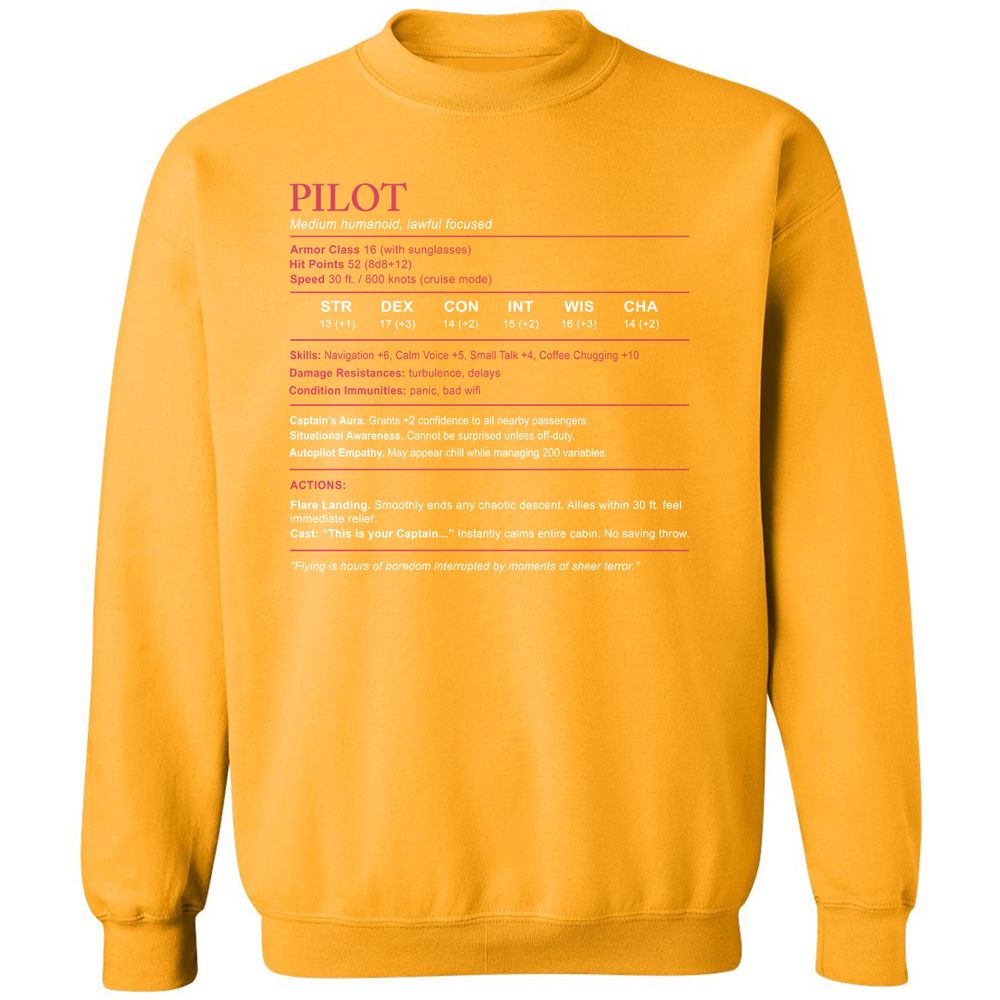Pilot Stats Classic Unisex Sweatshirt - Gold - 11