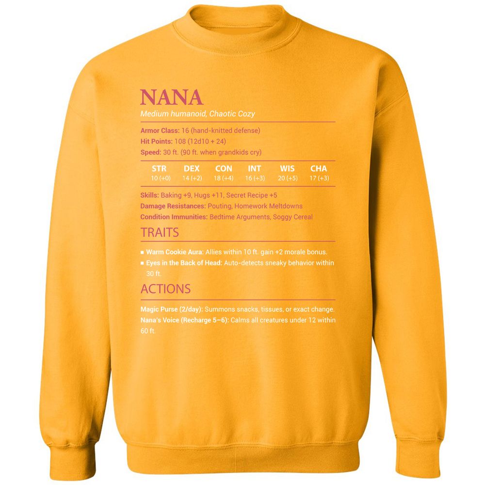 Nana Stats Classic Unisex Sweatshirt - Gold - 11