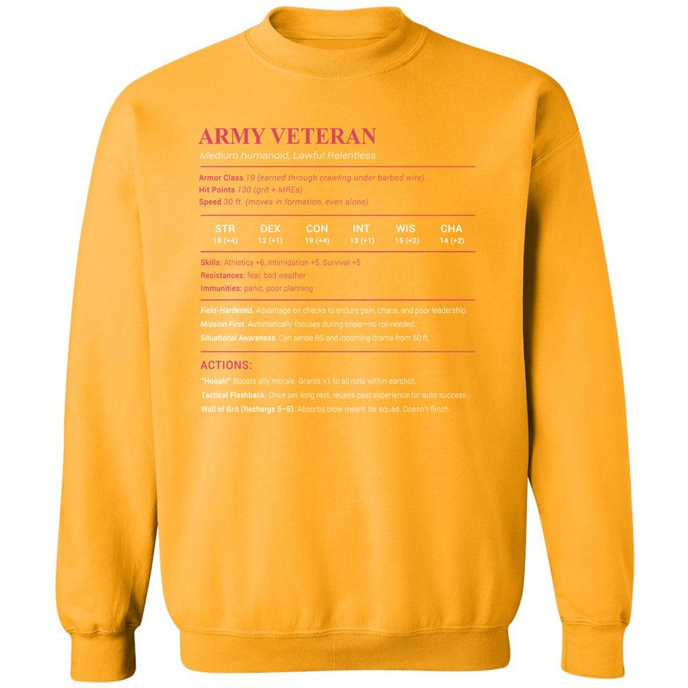 Army Veteran Classic Unisex Sweatshirt - Gold - 11