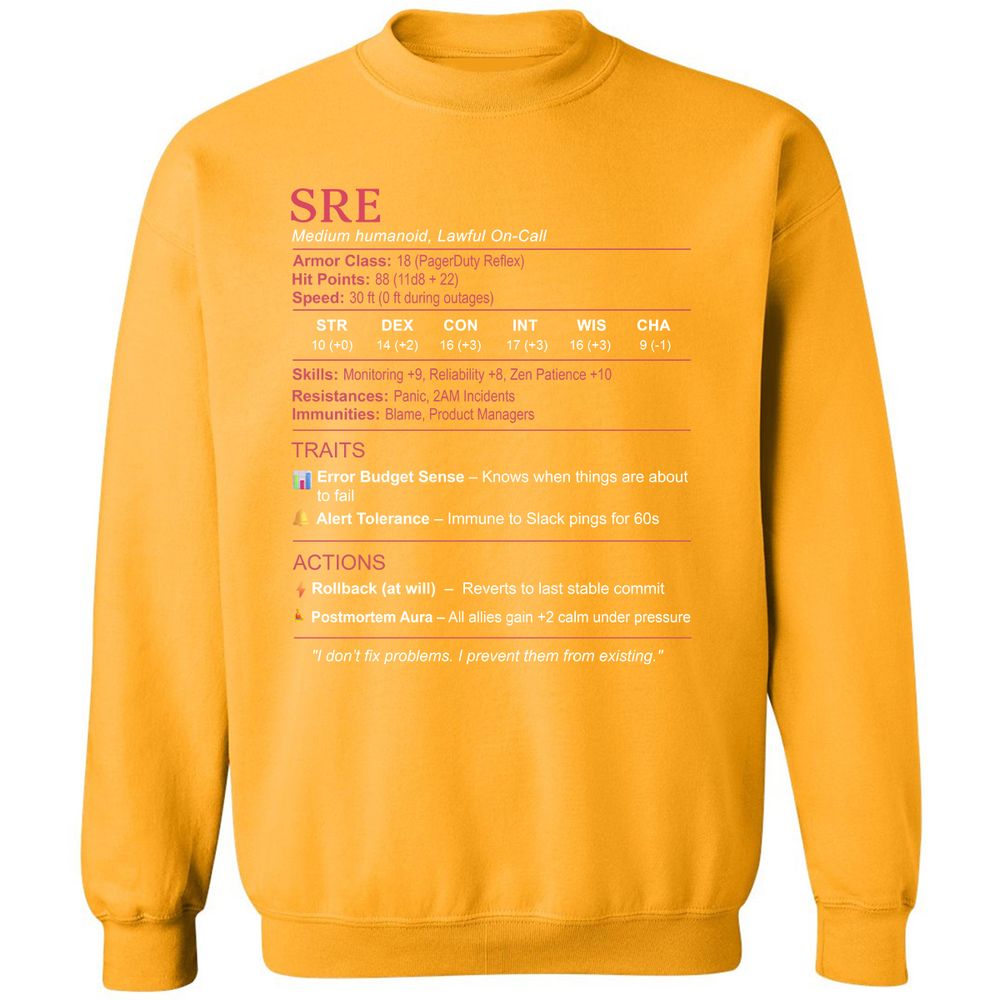 SRE Stats Classic Unisex Sweatshirt - Gold - 11