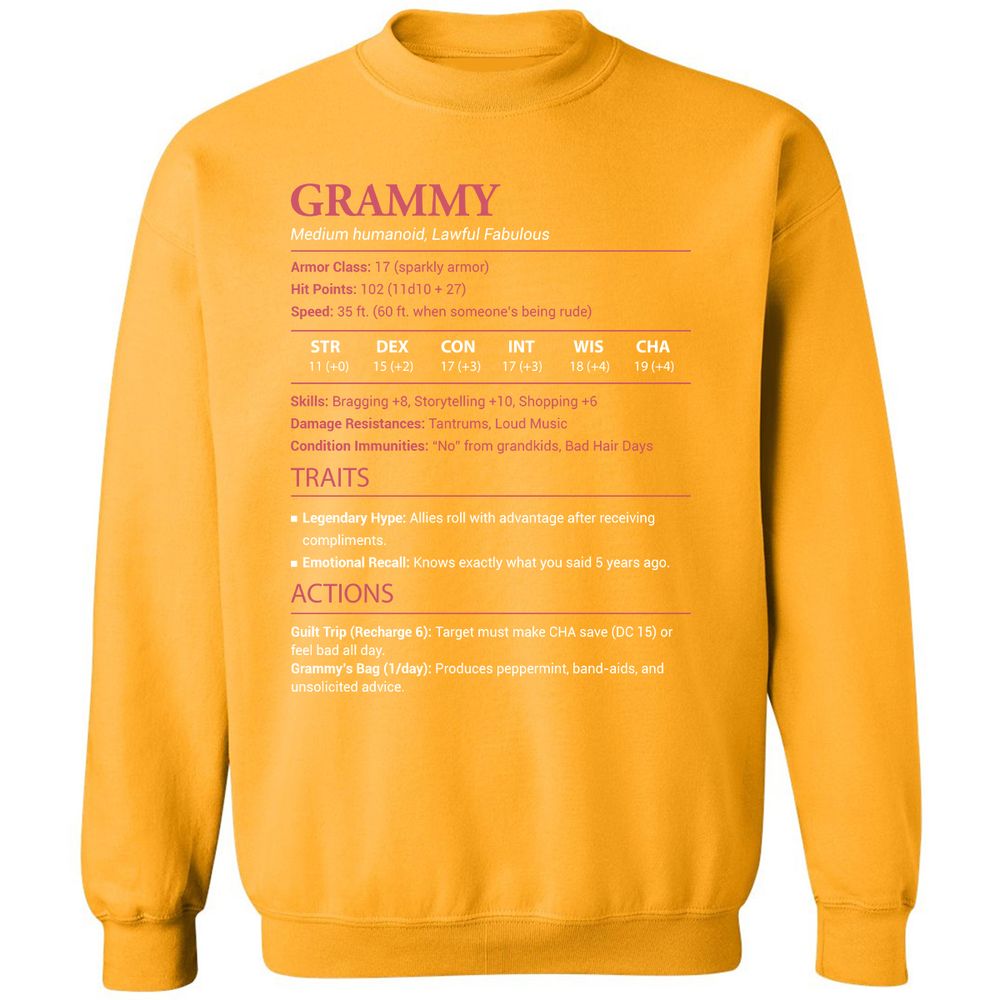 Grammy Stats Classic Unisex Sweatshirt - Gold - 11