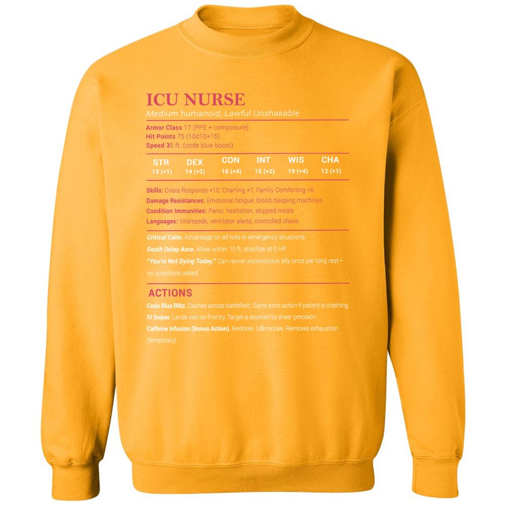 ICU Nurse Stats Classic Unisex Sweatshirt - Gold - 11