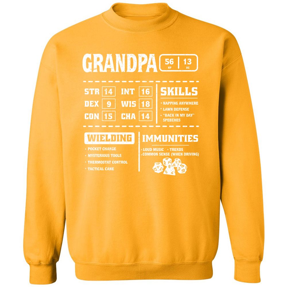Grandpa Stats 2 Classic Unisex Sweatshirt - Gold - 11