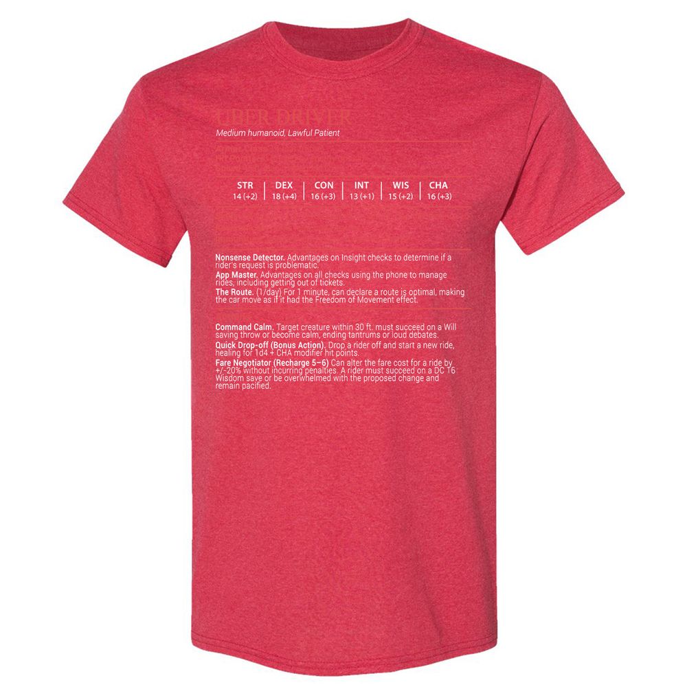 Uber Driver Stats Block Classic Unisex T-Shirt - Heather Red - 11