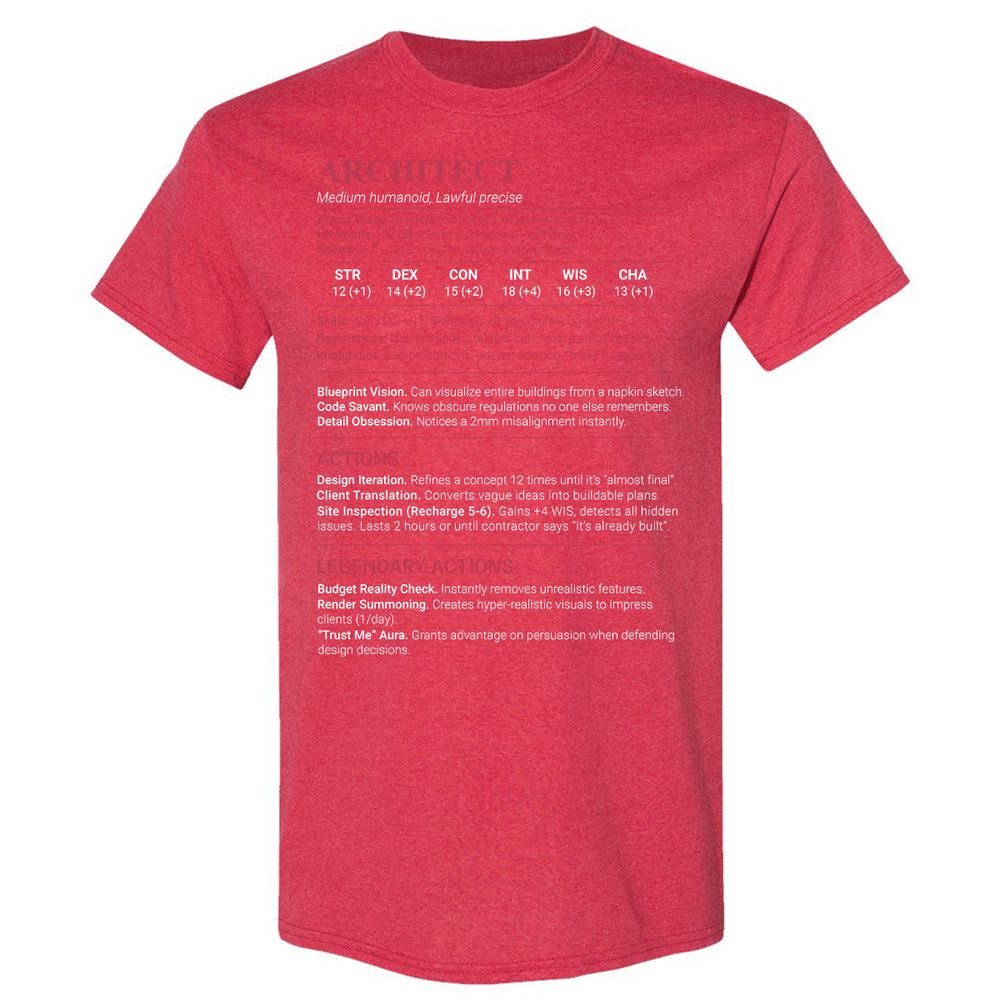 Architect Stats Classic Unisex T-Shirt - Heather Red - 11
