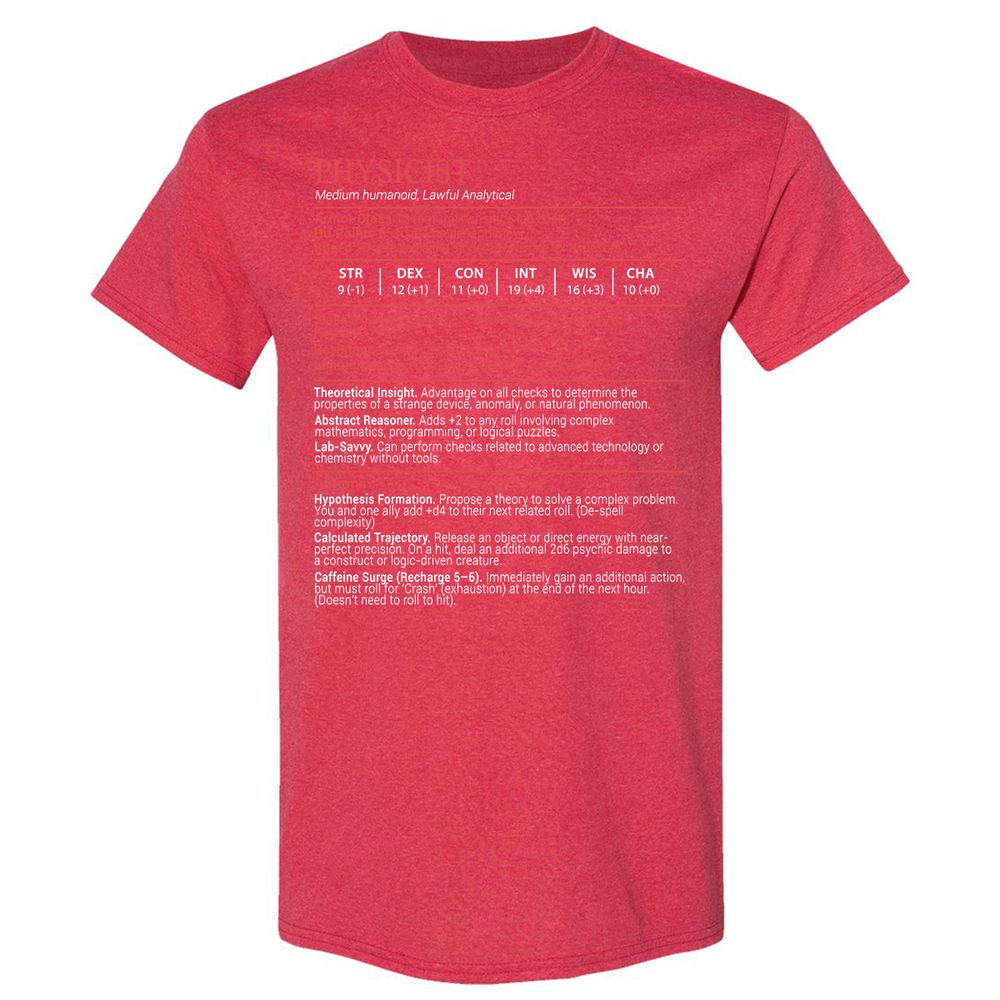 Physicist Stats Block - Heather Red - 11