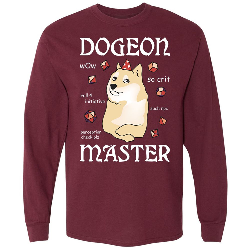 Dogeon Master Long Sleeve T-Shirt - Maroon - 11