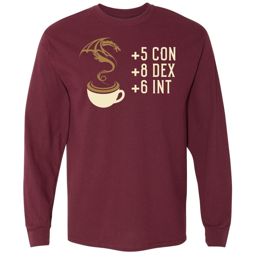 Coffee Dragon Long Sleeve T-Shirt - Maroon - 11