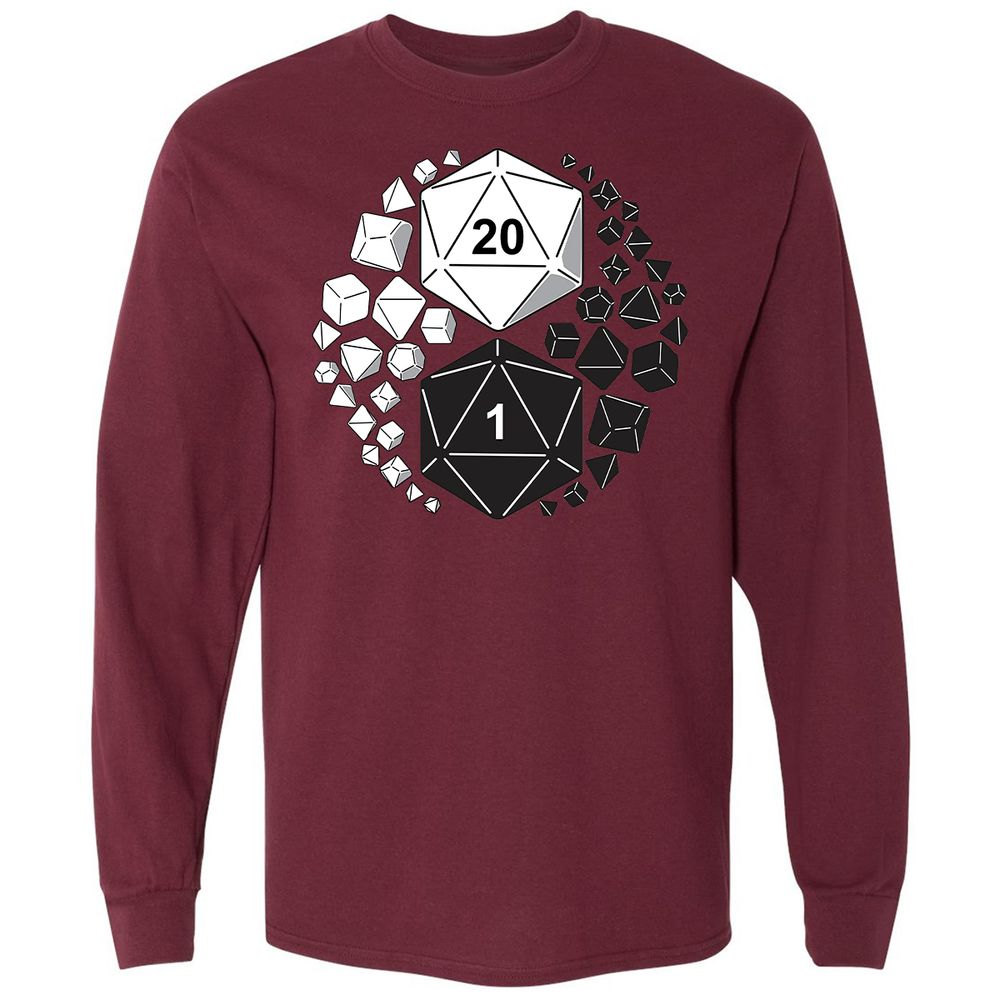 Gaming Yin Yang Long Sleeve T-Shirt - Maroon - 11