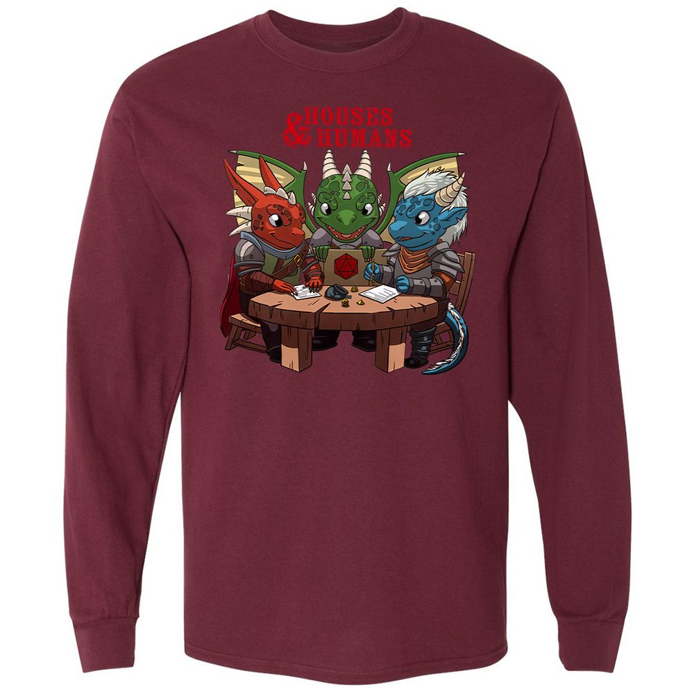 Houses & Humans Long Sleeve T-Shirt - Maroon - 11