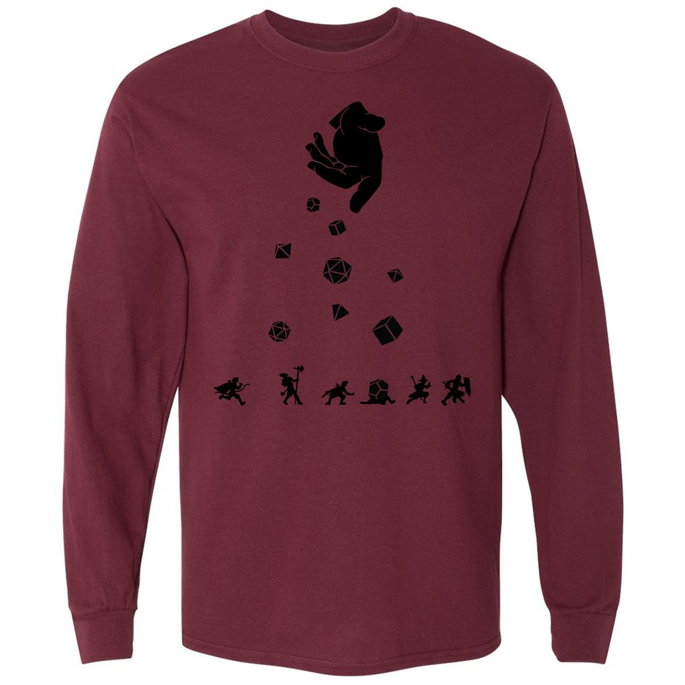 Rocks Fall, Everyone Dice Long Sleeve T-Shirt - Maroon - 11