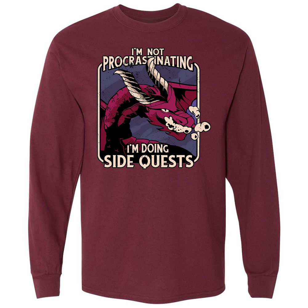 Doing Side Quests Long Sleeve T-Shirt - Maroon - 11