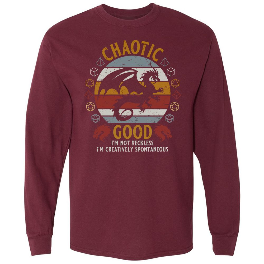 Chaotic Good Long Sleeve T-Shirt - Maroon - 11