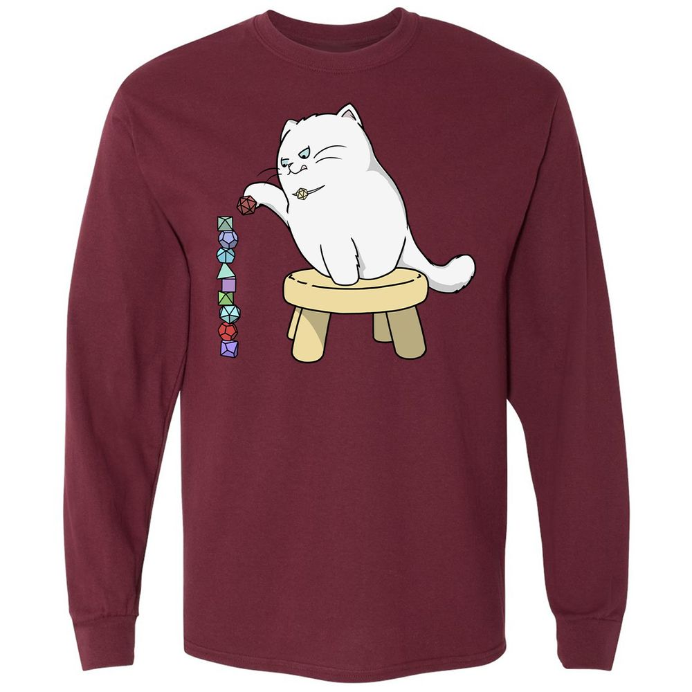Cat Stacking Dice Long Sleeve T-Shirt - Maroon - 11