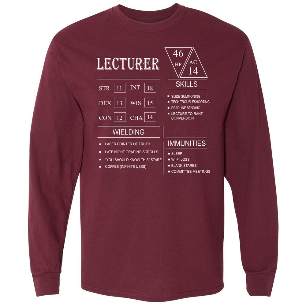 Lecturer New Long Sleeve T-Shirt - Maroon - 11