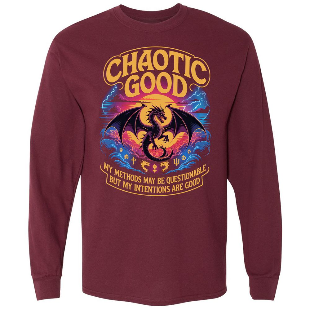 Chaotic Good Long Sleeve T-Shirt - Maroon - 11