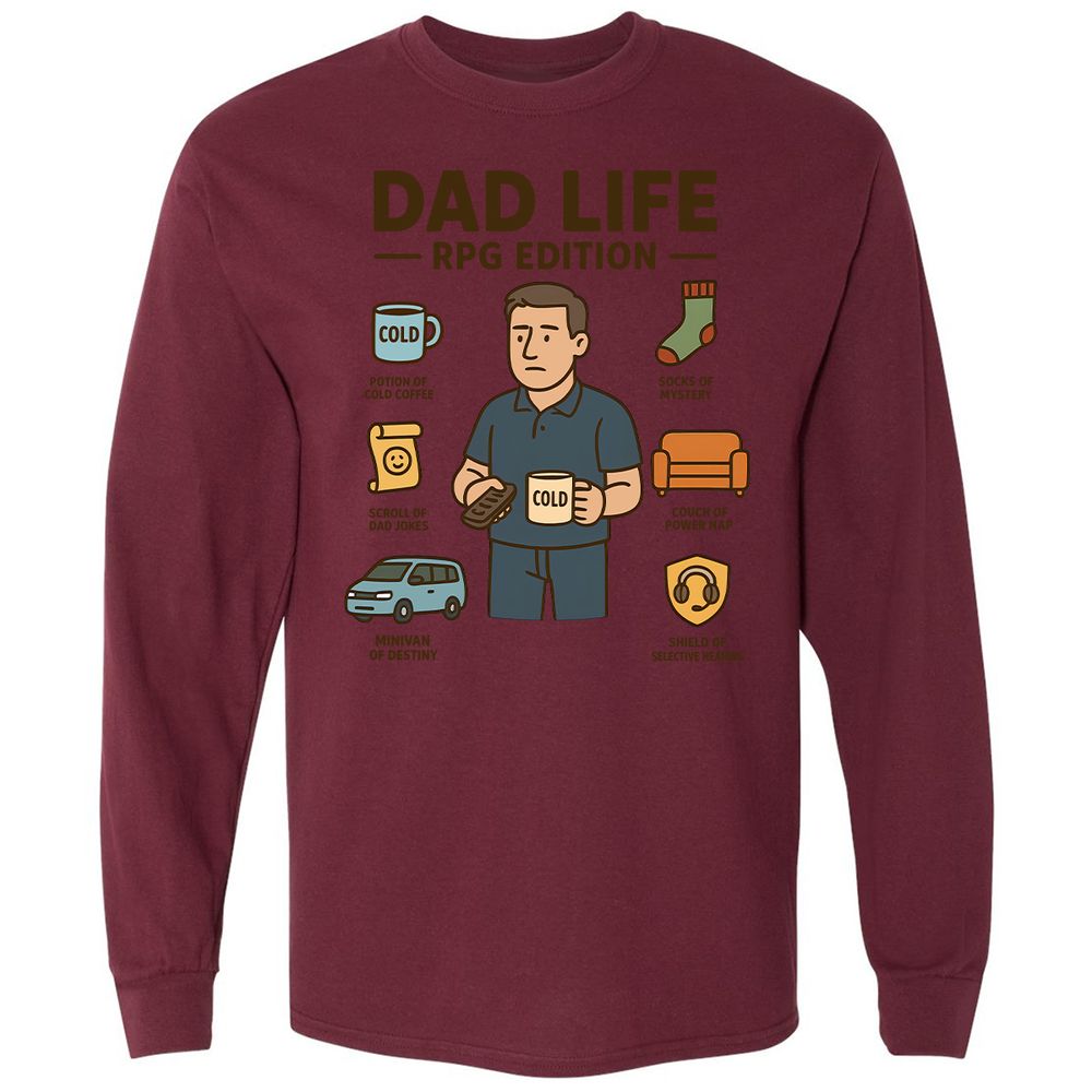 Dad Life RPG Edition Long Sleeve T-Shirt - Maroon - 11