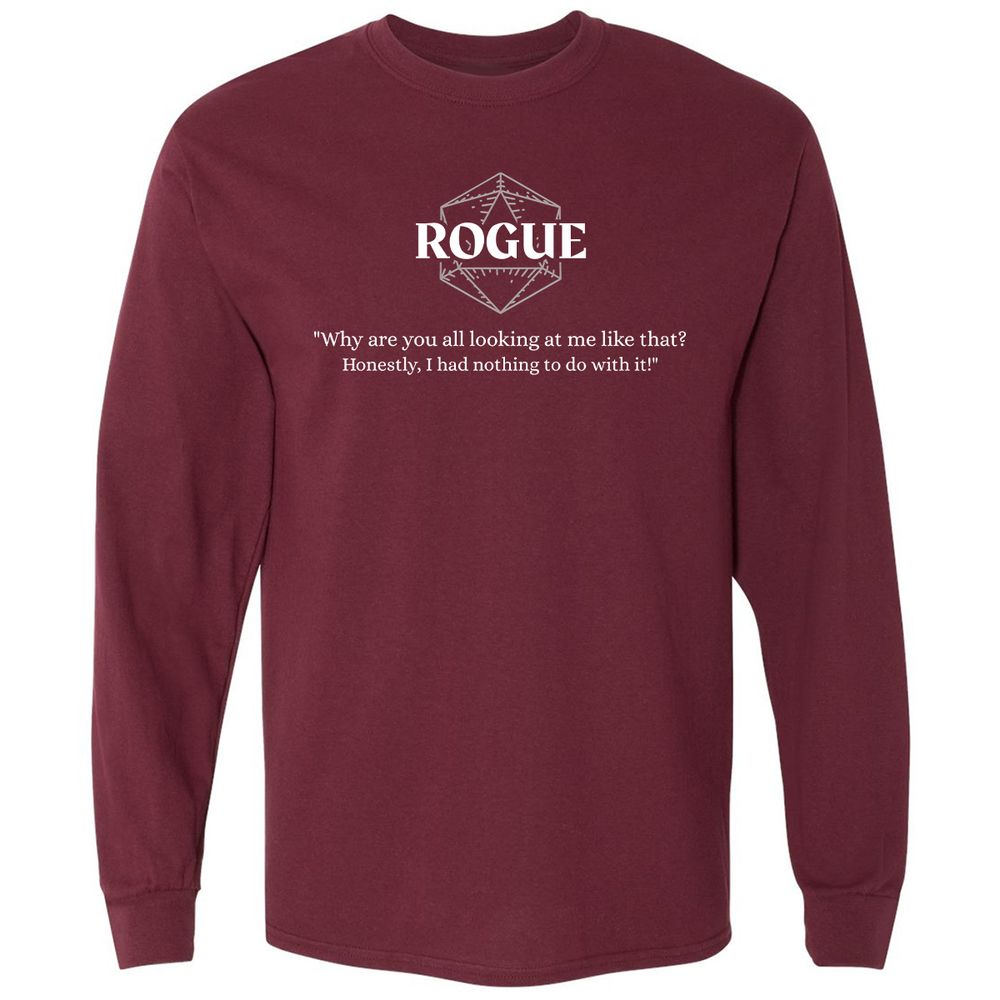 Rogue – Why Are You All Looking At Me Like That Long Sleeve T-Shirt - Maroon - 11