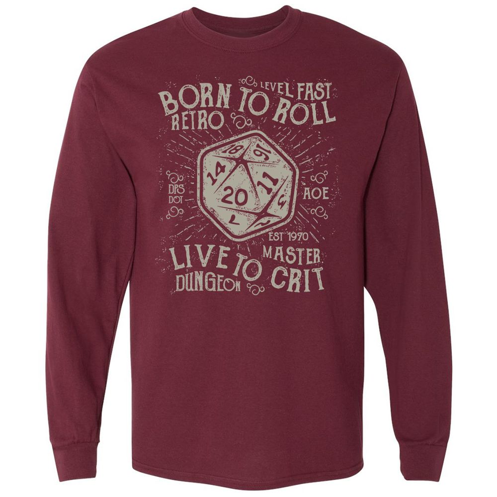 Born To Roll Live To Crit Long Sleeve T-Shirt - Maroon - 11