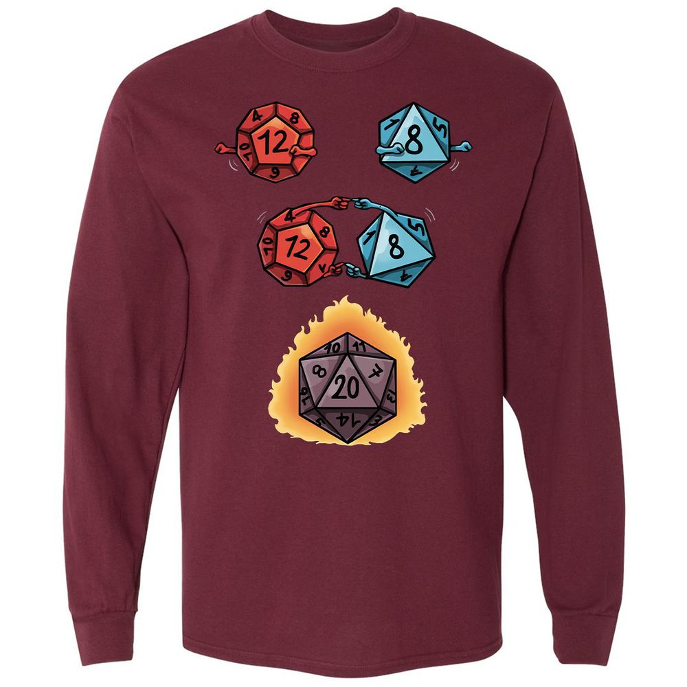 Dice Fusion RPG Long Sleeve T-Shirt - Maroon - 11