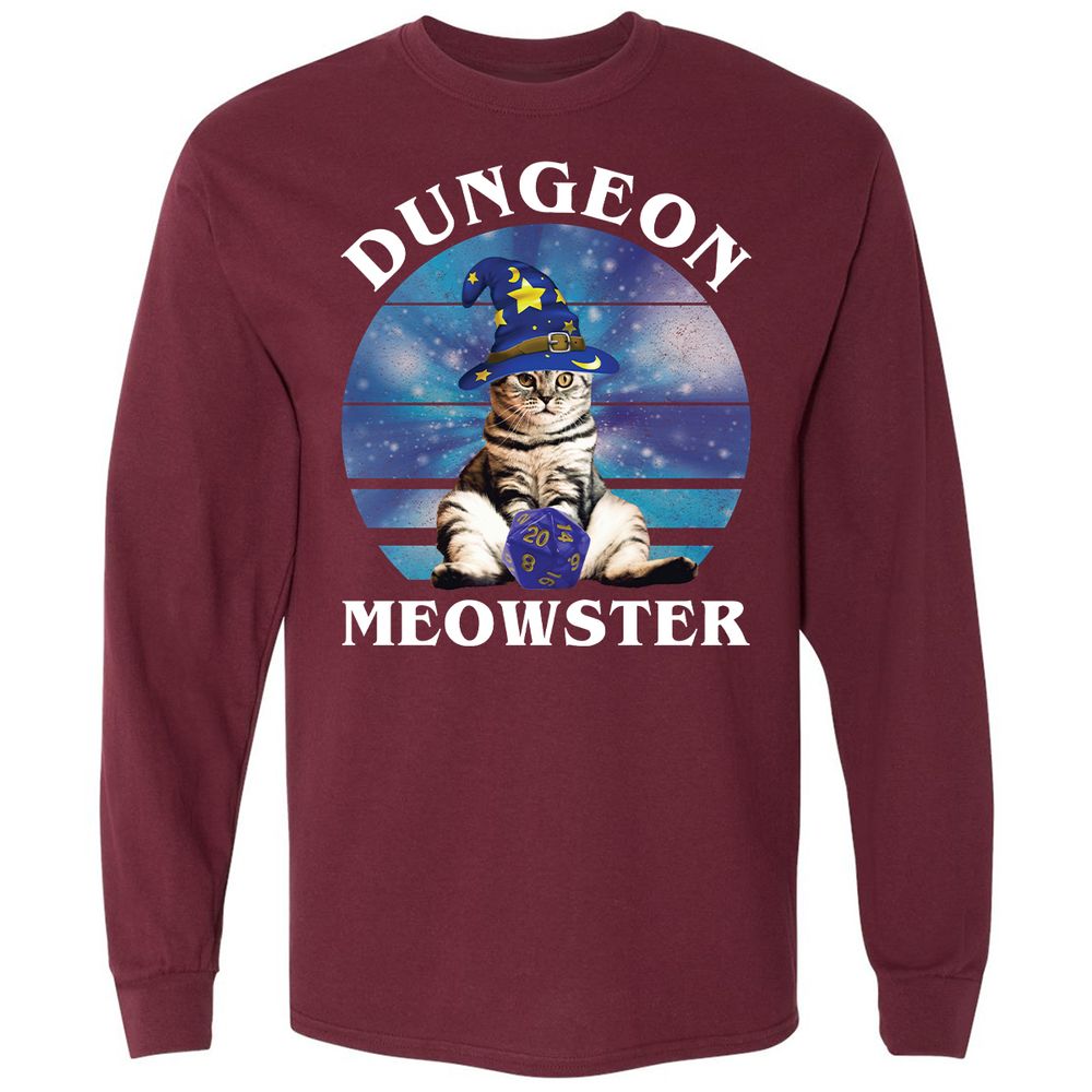 Dungeon Meowster Vintage Long Sleeve T-Shirt - Maroon - 11