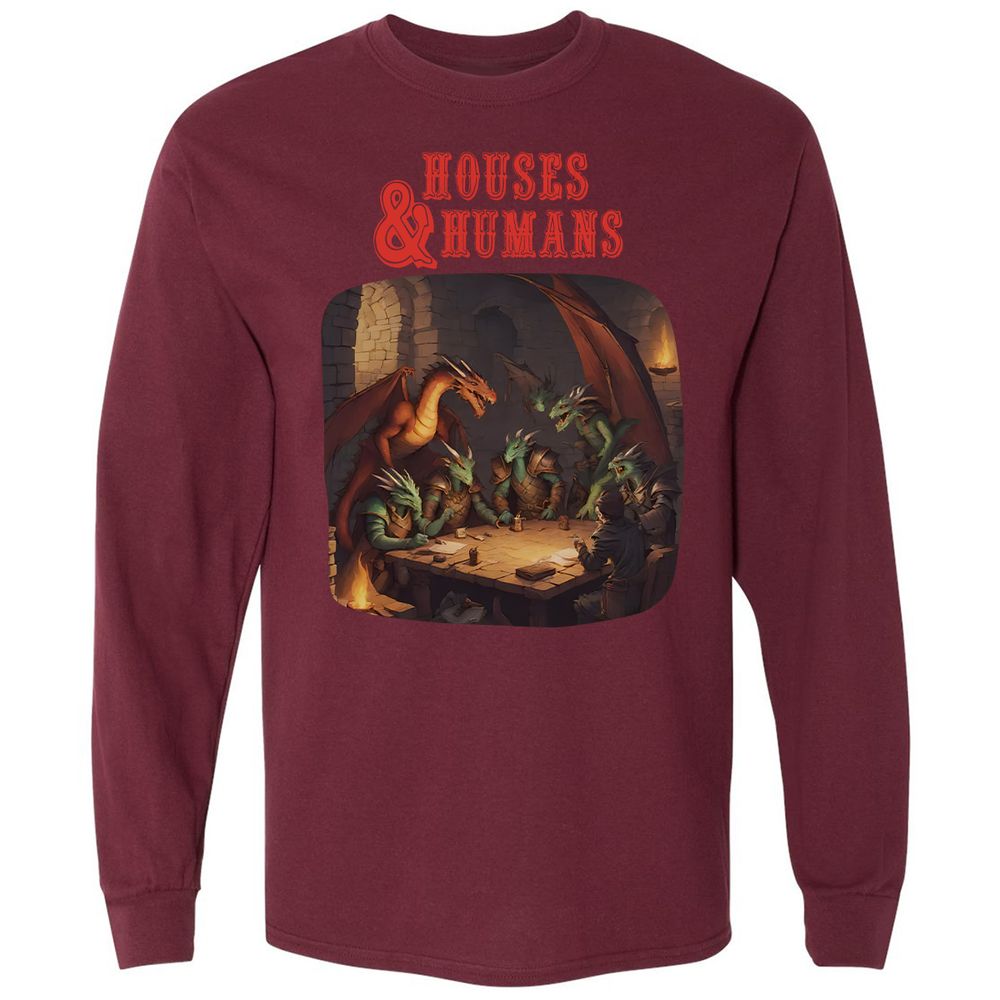 Houses And Humans Long Sleeve T-Shirt - Maroon - 11