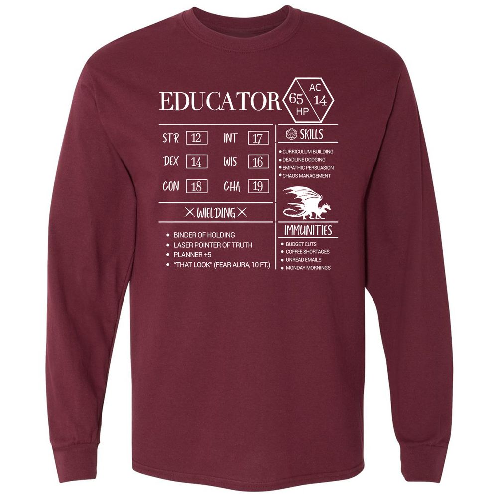Educator New Long Sleeve T-Shirt - Maroon - 11