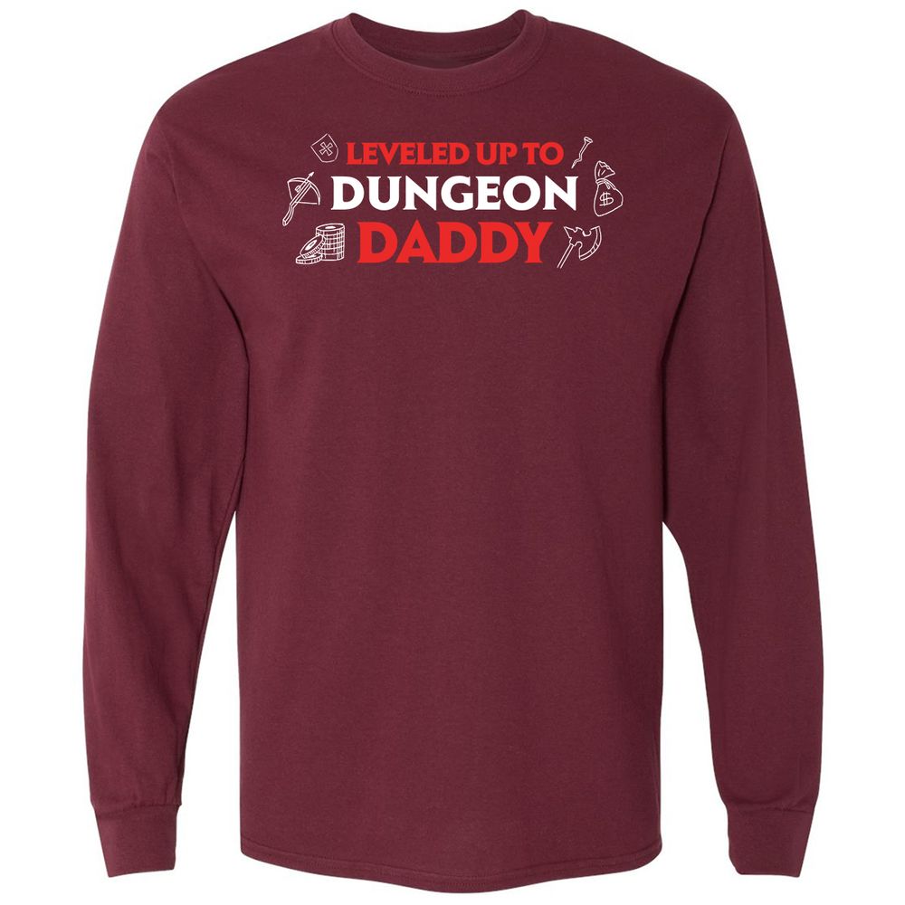 Leveled Up To Dungeon Daddy Long Sleeve T-Shirt - Maroon - 11