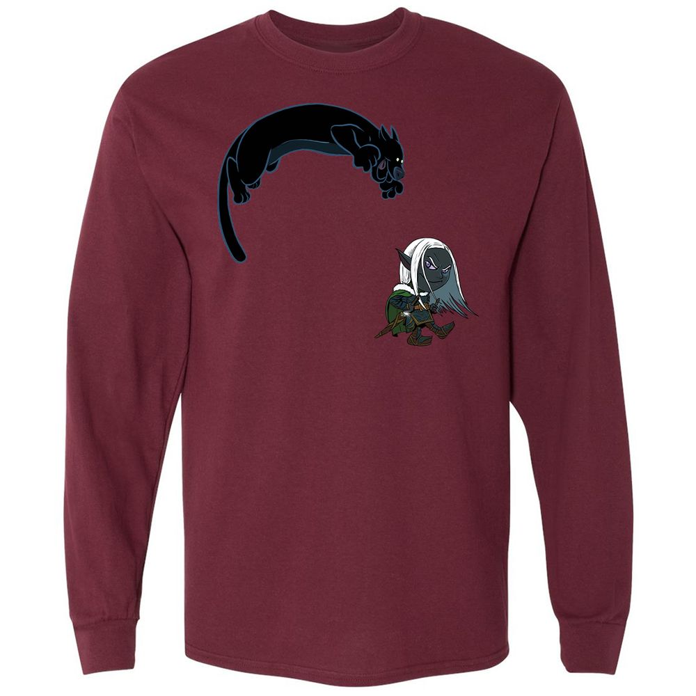 Drizzt And Guenhwyvar Long Sleeve T-Shirt - Maroon - 11