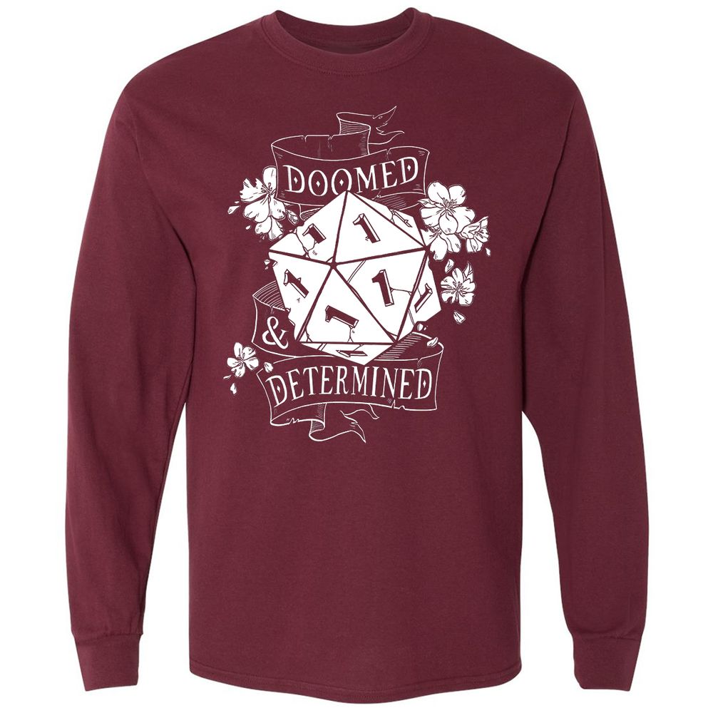 Doomed Determined Long Sleeve T-Shirt - Maroon - 11