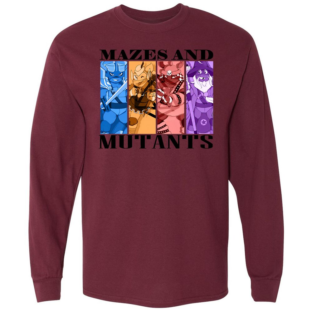 Mazes & Mutants Long Sleeve T-Shirt - Maroon - 11