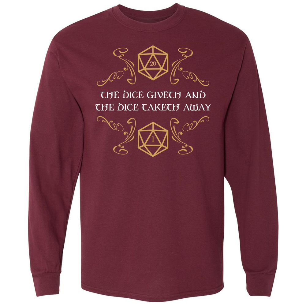 The Dice Giveth and Taketh Away Natural 20 and Critical Fail Long Sleeve T-Shirt - Maroon - 11
