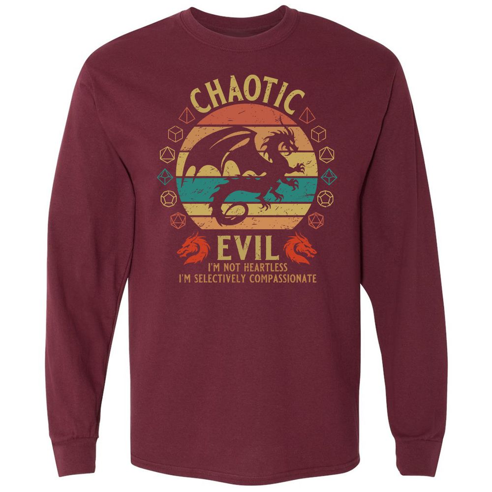 Chaotic Evil Long Sleeve T-Shirt - Maroon - 11