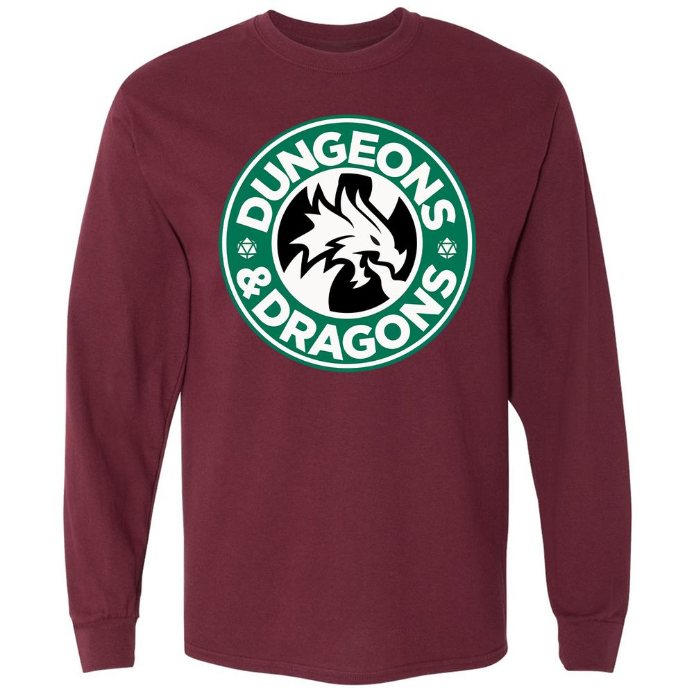 D&D Coffee Long Sleeve T-Shirt - Maroon - 11